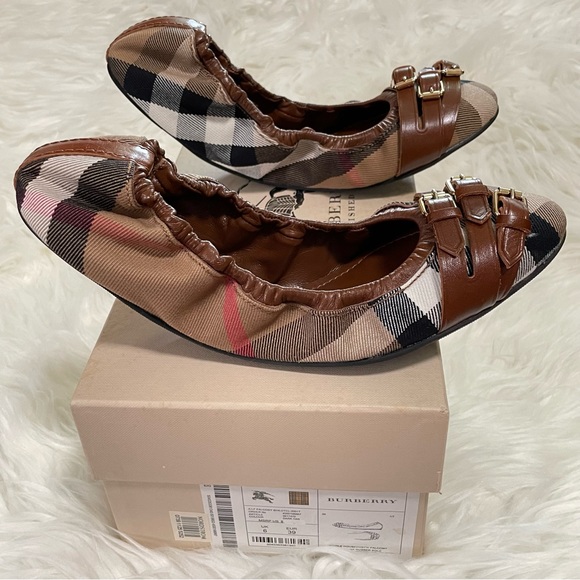 Burberry Ballerina Flats Bridle Housecheck Falcony 39 - Picture 7 of 10